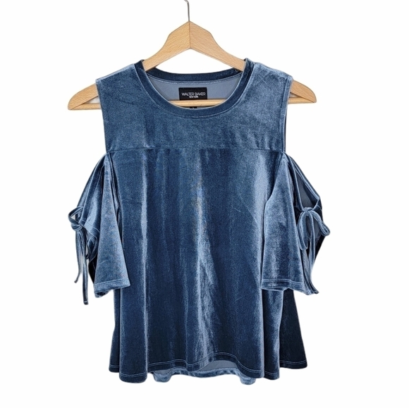 Walter Baker | Blue Velvet Cold Shoulder Top - Picture 1 of 6
